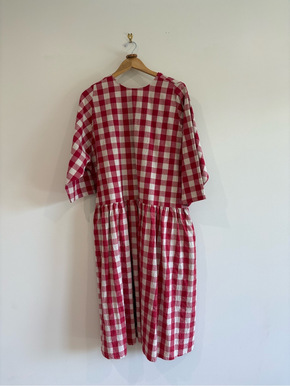 April Meets October Red and White Gingham Women’s oversized Midi Dress